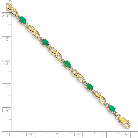 10k Diamond and Oval Emerald Bracelet-WBC-BM4477-EM-001-1YA