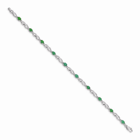 14k White Gold Diamond and Emerald Bracelet-WBC-BM4477-EM-001-WA