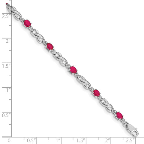 10k White Gold Diamond and Composite Ruby Bracelet-WBC-BM4477-RU-001-1WA