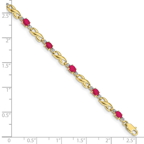 10k Diamond and Composite Oval Ruby Bracelet-WBC-BM4477-RU-001-1YA