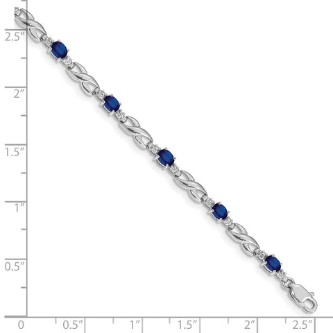 10k White Gold Diamond and Sapphire Bracelet-WBC-BM4477-SA-001-1WA