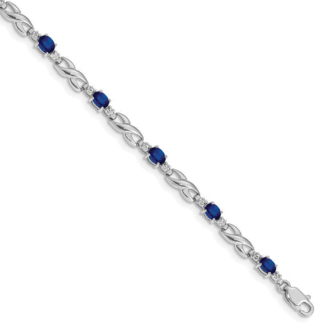 10k White Gold Diamond and Sapphire Bracelet-WBC-BM4477-SA-001-1WA