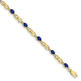 10k Diamond and Oval Sapphire Bracelet-WBC-BM4477-SA-001-1YA