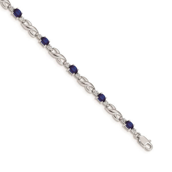 14k White Gold Diamond and Sapphire Bracelet-WBC-BM4477-SA-001-WA