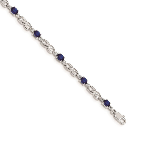 14k White Gold Diamond and Sapphire Bracelet-WBC-BM4477-SA-001-WA