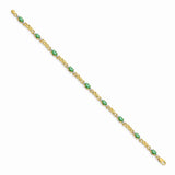 14k Diamond and Oval Emerald Bracelet-WBC-BM4478-EM-001-YA