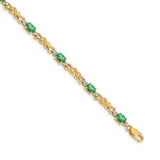 14k Diamond and Oval Emerald Bracelet-WBC-BM4478-EM-001-YA