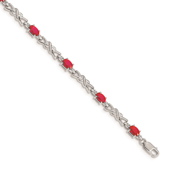 14k White Gold Diamond and Composite Ruby Bracelet-WBC-BM4478-RU-001-WA