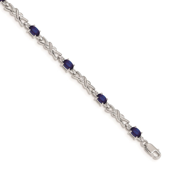 14k White Gold Diamond and Sapphire Bracelet-WBC-BM4478-SA-001-WA