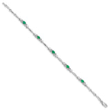 10k White Gold Diamond and Emerald Bracelet-WBC-BM4479-EM-001-1WA