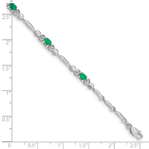 10k White Gold Diamond and Emerald Bracelet-WBC-BM4479-EM-001-1WA