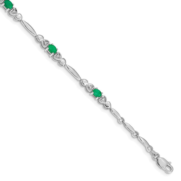 10k White Gold Diamond and Emerald Bracelet-WBC-BM4479-EM-001-1WA