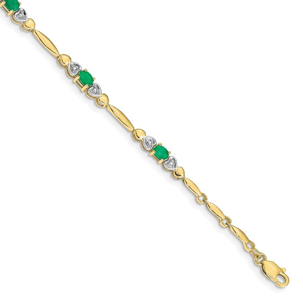 10k Diamond and Emerald Bracelet-WBC-BM4479-EM-001-1YA