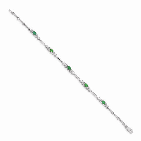 14k White Gold Diamond and Emerald Bracelet-WBC-BM4479-EM-001-WA