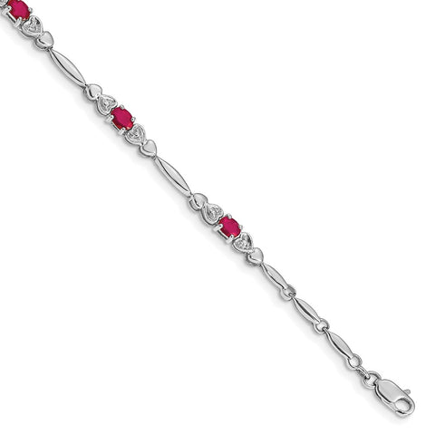 10k White Gold Diamond and Composite Ruby Bracelet-WBC-BM4479-RU-001-1WA