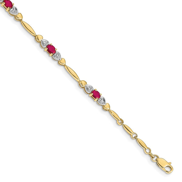 10k Diamond and Composite Ruby Bracelet-WBC-BM4479-RU-001-1YA