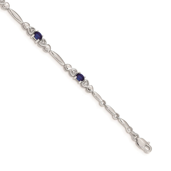 14k White Gold Diamond and Sapphire Bracelet-WBC-BM4479-SA-001-WA