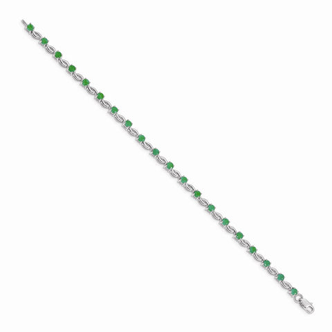 14k White Gold Emerald Gemstone Bracelet-WBC-BM4480-EM-W