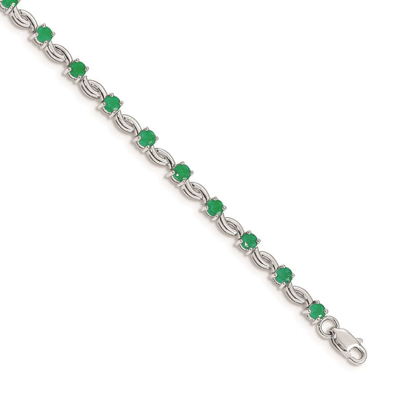 14k White Gold Emerald Gemstone Bracelet-WBC-BM4480-EM-W