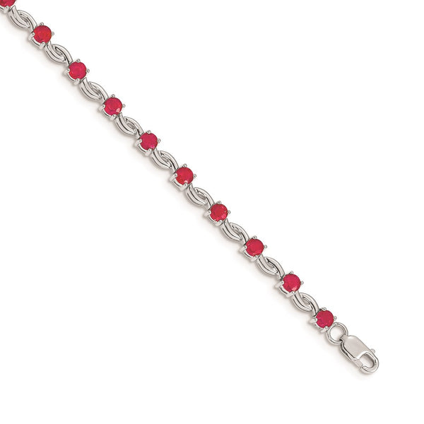 14k White Gold Composite Ruby Bracelet-WBC-BM4480-RU-W