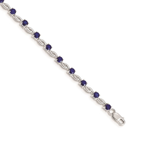 14k White Gold Sapphire Bracelet-WBC-BM4480-SA-W