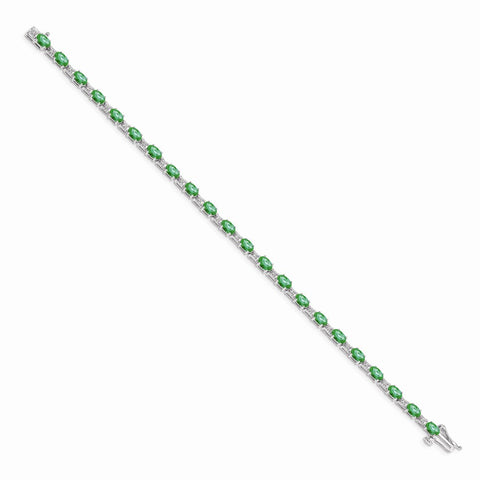 14k White Gold Diamond and Emerald Bracelet-WBC-BM4481-EM-010-WA