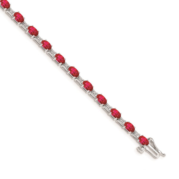 14k White Gold Diamond and Ruby Bracelet-WBC-BM4481-RU-010-WA