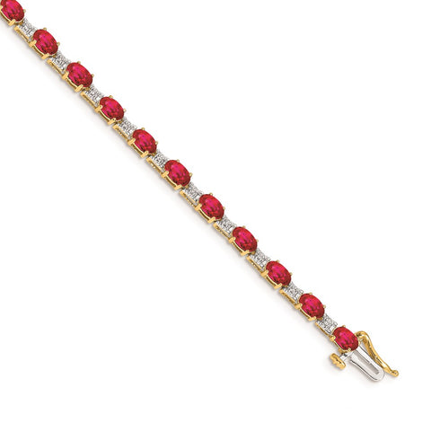 14k Diamond and Ruby Bracelet-WBC-BM4481-RU-010-YA