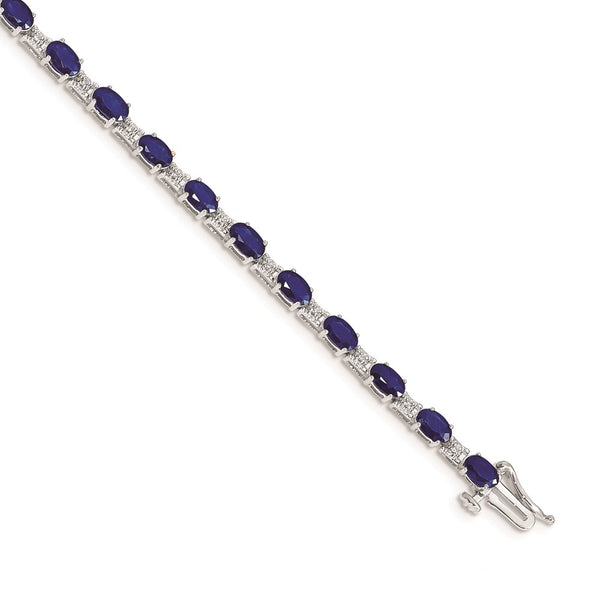 14k White Gold Diamond and Sapphire Bracelet-WBC-BM4481-SA-010-WA