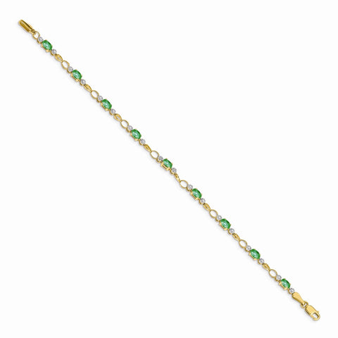 14k Open-Link Diamond/Emerald Bracelet-WBC-BM4482-EM-001-YA