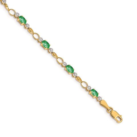 14k Open-Link Diamond/Emerald Bracelet-WBC-BM4482-EM-001-YA