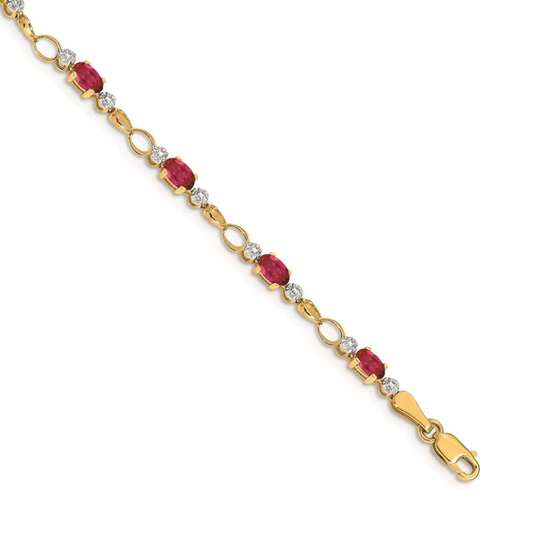 14k Completed Open-Link Diamond/Ruby Bracelet-WBC-BM4482-RU-001-YA