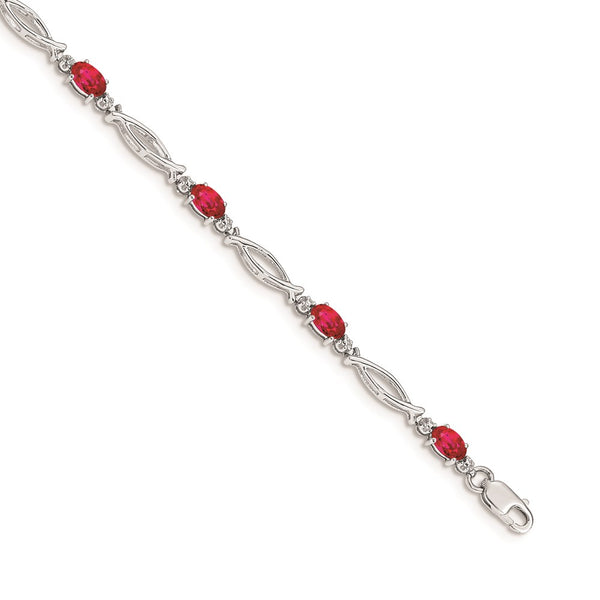 14k White Gold Diamond and Ruby Bracelet-WBC-BM4483-RU-001-WA