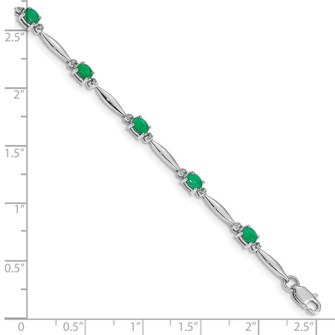 10k White Gold Diamond and Emerald Bracelet-WBC-BM4484-EM-001-1WA