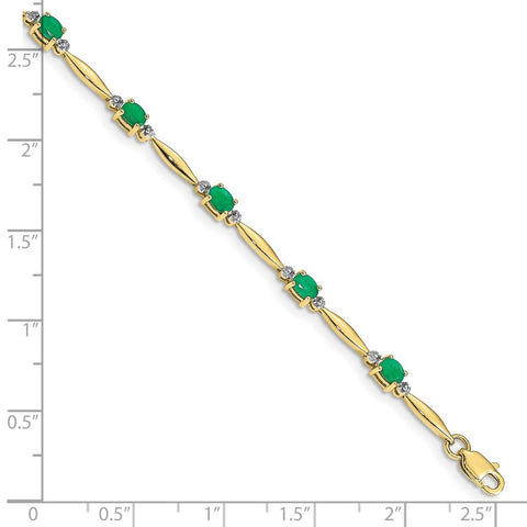 10k Diamond and Oval Emerald Bracelet-WBC-BM4484-EM-001-1YA