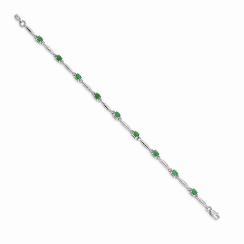 14k White Gold Diamond and Emerald Bracelet-WBC-BM4484-EM-001-WA