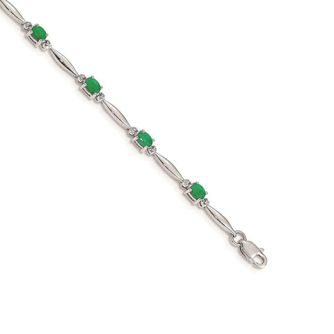 14k White Gold Diamond and Emerald Bracelet-WBC-BM4484-EM-001-WA