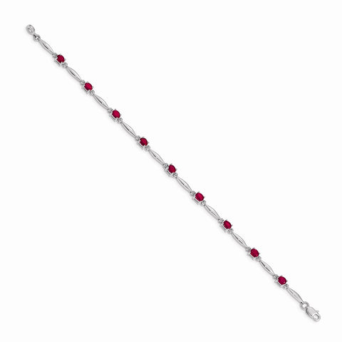 14k White Gold Diamond and Composite Ruby Bracelet-WBC-BM4484-RU-001-WA