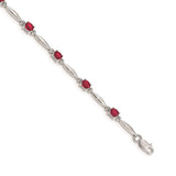 14k White Gold Diamond and Composite Ruby Bracelet-WBC-BM4484-RU-001-WA