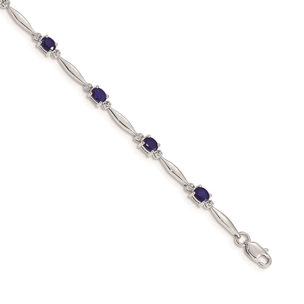 14k White Gold Diamond and Sapphire Bracelet-WBC-BM4484-SA-001-WA