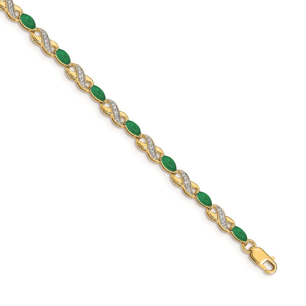 14k Diamond and Emerald Infinity Bracelet-WBC-BM4485-EM-015-YA