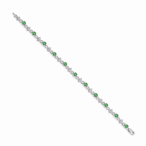 14k White Gold Diamond and Emerald Bracelet-WBC-BM4486-EM-010-WA