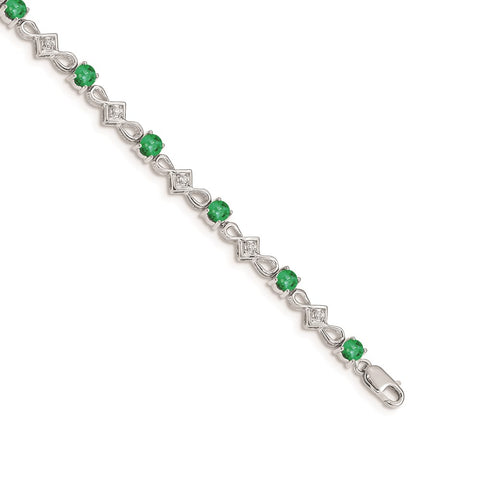 14k White Gold Diamond and Emerald Bracelet-WBC-BM4486-EM-010-WA