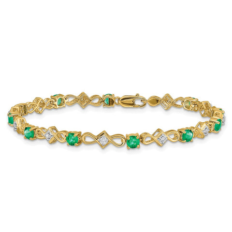 14k Diamond and Emerald Bracelet-WBC-BM4486-EM-010-YA