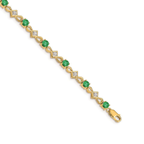 14k Diamond and Emerald Bracelet-WBC-BM4486-EM-010-YA