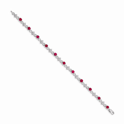 14k White Gold Diamond and Ruby Bracelet-WBC-BM4486-RU-010-WA