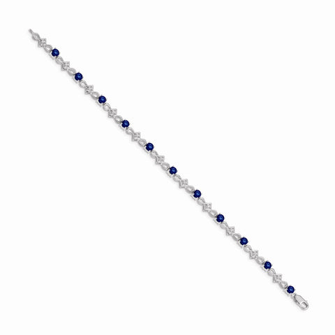 14k White Gold Diamond and Sapphire Bracelet-WBC-BM4486-SA-010-WA