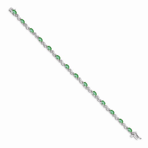 14k White Gold Diamond and Emerald Bracelet-WBC-BM4487-EM-010-WA