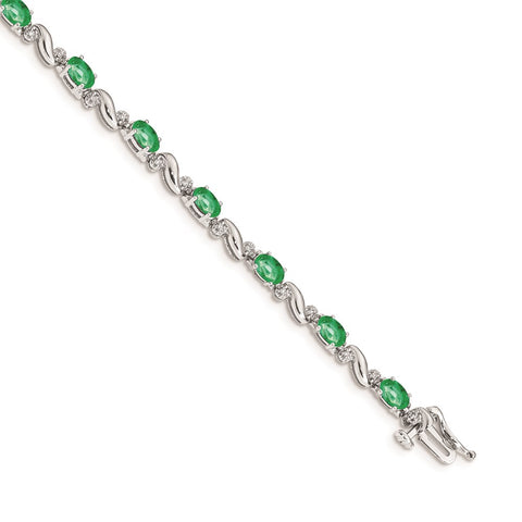 14k White Gold Diamond and Emerald Bracelet-WBC-BM4487-EM-010-WA