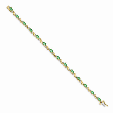 14k Diamond and Emerald Bracelet-WBC-BM4487-EM-010-YA